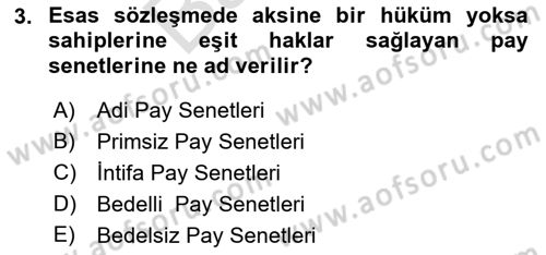 Portföy Yönetimi Dersi 2021 - 2022 Yılı (Final) Dönem Sonu Sınav Soruları 3. Soru