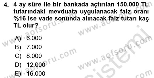 Portföy Yönetimi Dersi 2021 - 2022 Yılı (Final) Dönem Sonu Sınav Soruları 4. Soru