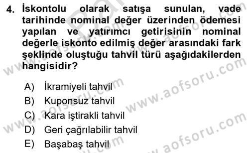 Portföy Yönetimi Dersi 2023 - 2024 Yılı (Final) Dönem Sonu Sınav Soruları 4. Soru