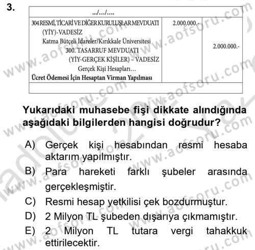 Katılım, Kalkınma Ve Yatırım Bankacılığı Dersi 2020 - 2021 Yılı Yaz Okulu Sınav Soruları 3. Soru