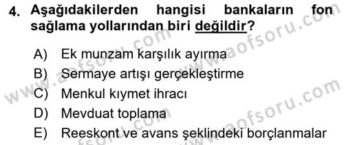 Katılım, Kalkınma Ve Yatırım Bankacılığı Dersi 2020 - 2021 Yılı Yaz Okulu Sınav Soruları 4. Soru