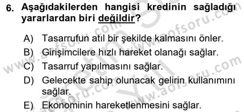 Katılım, Kalkınma Ve Yatırım Bankacılığı Dersi 2020 - 2021 Yılı Yaz Okulu Sınav Soruları 6. Soru