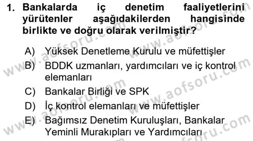 Banka ve Sigorta Muhasebesi Dersi 2021 - 2022 Yılı (Vize) Ara Sınav Soruları 1. Soru