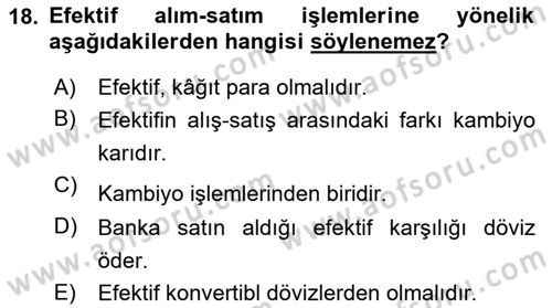 Banka ve Sigorta Muhasebesi Dersi 2021 - 2022 Yılı (Vize) Ara Sınav Soruları 18. Soru
