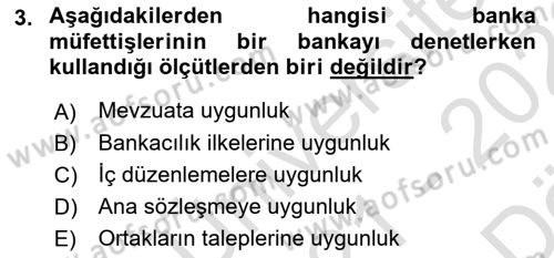 Banka ve Sigorta Muhasebesi Dersi 2021 - 2022 Yılı (Vize) Ara Sınav Soruları 3. Soru
