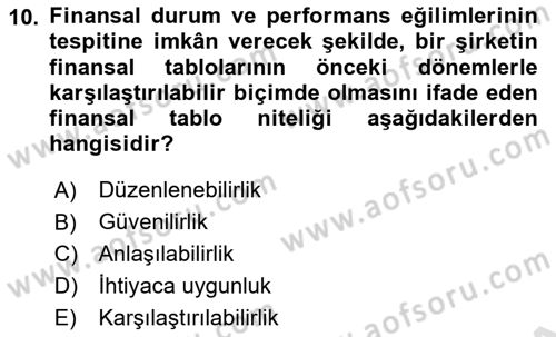 Banka ve Sigorta Muhasebesi Dersi 2021 - 2022 Yılı (Final) Dönem Sonu Sınav Soruları 10. Soru