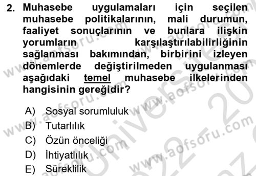 Banka ve Sigorta Muhasebesi Dersi 2022 - 2023 Yılı Yaz Okulu Sınav Soruları 2. Soru