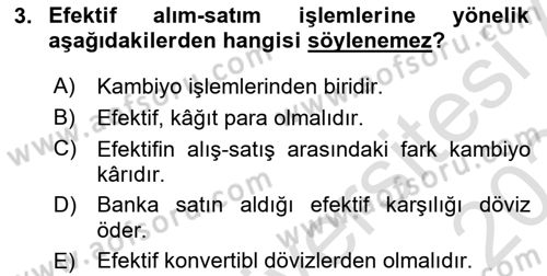 Banka ve Sigorta Muhasebesi Dersi 2023 - 2024 Yılı Yaz Okulu Sınav Soruları 3. Soru