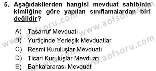 Banka ve Sigorta Muhasebesi Dersi 2023 - 2024 Yılı Yaz Okulu Sınav Soruları 5. Soru