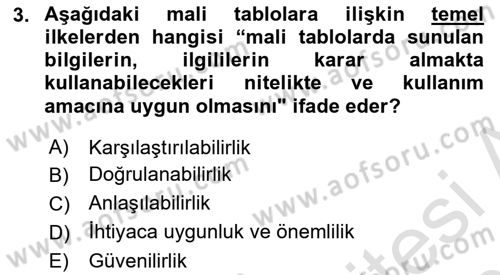 Banka ve Sigorta Muhasebesi Dersi 2024 - 2025 Yılı (Vize) Ara Sınav Soruları 3. Soru