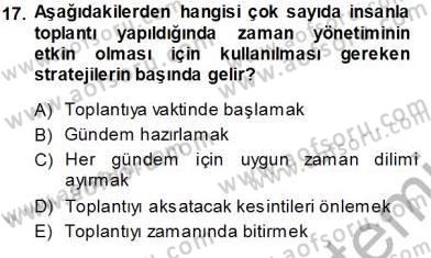 Büro Yönetimi Dersi 2013 - 2014 Yılı Tek Ders Sınav Soruları 17. Soru