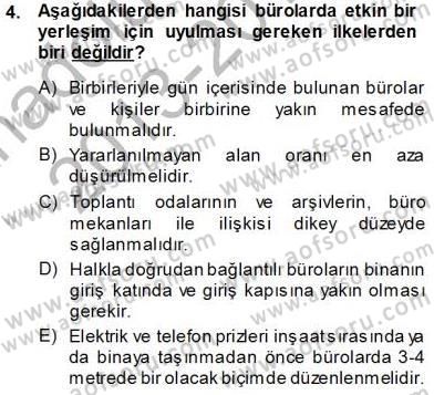 Büro Yönetimi Dersi 2013 - 2014 Yılı Tek Ders Sınav Soruları 4. Soru