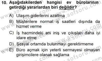 Büro Yönetimi Dersi 2014 - 2015 Yılı (Vize) Ara Sınav Soruları 10. Soru