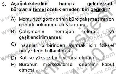 Büro Yönetimi Dersi 2014 - 2015 Yılı (Final) Dönem Sonu Sınav Soruları 3. Soru