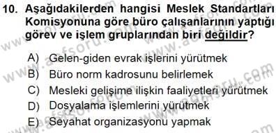 Büro Yönetimi Dersi 2015 - 2016 Yılı (Vize) Ara Sınav Soruları 10. Soru