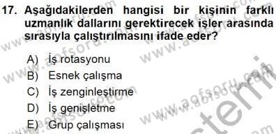 Büro Yönetimi Dersi 2015 - 2016 Yılı (Vize) Ara Sınav Soruları 17. Soru