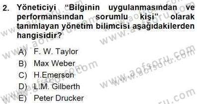 Büro Yönetimi Dersi 2015 - 2016 Yılı (Vize) Ara Sınav Soruları 2. Soru