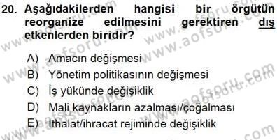 Büro Yönetimi Dersi 2015 - 2016 Yılı (Vize) Ara Sınav Soruları 20. Soru