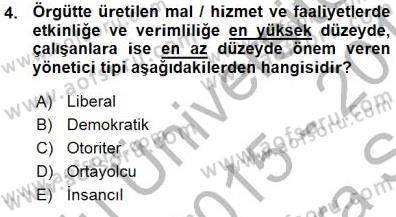 Büro Yönetimi Dersi 2015 - 2016 Yılı (Vize) Ara Sınav Soruları 4. Soru