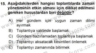 Büro Yönetimi Dersi 2015 - 2016 Yılı (Final) Dönem Sonu Sınav Soruları 15. Soru