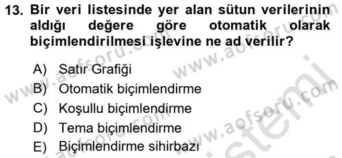 Bürolarda Temel Kavramlar Dersi 2018 - 2019 Yılı 3 Ders Sınav Soruları 13. Soru