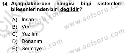 Bürolarda Temel Kavramlar Dersi 2018 - 2019 Yılı 3 Ders Sınav Soruları 14. Soru