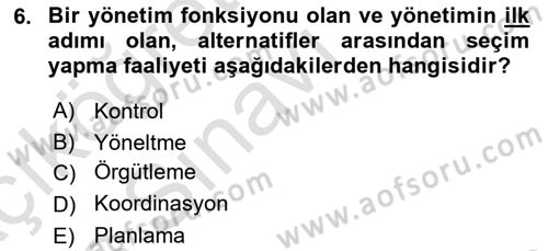 Bürolarda Temel Kavramlar Dersi 2018 - 2019 Yılı 3 Ders Sınav Soruları 6. Soru