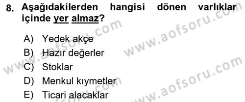 Bürolarda Temel Kavramlar Dersi 2018 - 2019 Yılı 3 Ders Sınav Soruları 8. Soru