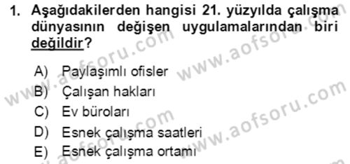 Bürolarda Temel Kavramlar Dersi 2018 - 2019 Yılı (Vize) Ara Sınav Soruları 1. Soru