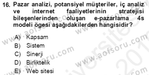 Bürolarda Temel Kavramlar Dersi Ara Sınavı Deneme Sınav Soruları 16. Soru