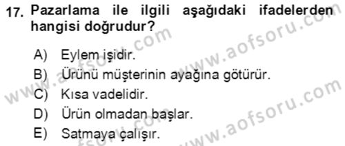 Bürolarda Temel Kavramlar Dersi 2018 - 2019 Yılı (Vize) Ara Sınav Soruları 17. Soru