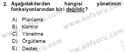 Bürolarda Temel Kavramlar Dersi 2018 - 2019 Yılı (Vize) Ara Sınav Soruları 2. Soru