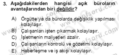 Bürolarda Temel Kavramlar Dersi Ara Sınavı Deneme Sınav Soruları 3. Soru