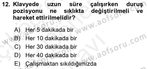 Bürolarda Temel Kavramlar Dersi 2018 - 2019 Yılı (Final) Dönem Sonu Sınav Soruları 12. Soru