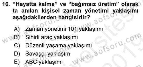 Bürolarda Temel Kavramlar Dersi 2018 - 2019 Yılı (Final) Dönem Sonu Sınav Soruları 16. Soru