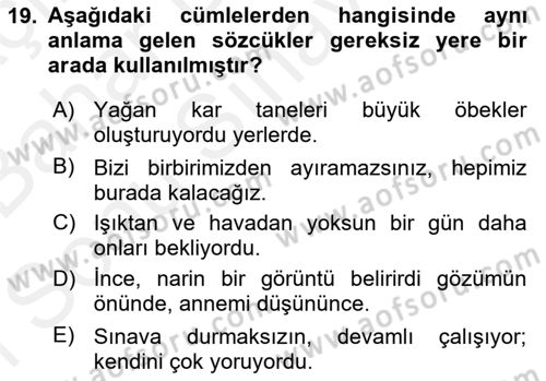 Bürolarda Temel Kavramlar Dersi 2018 - 2019 Yılı (Final) Dönem Sonu Sınav Soruları 19. Soru