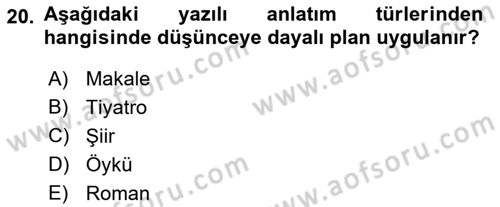 Bürolarda Temel Kavramlar Dersi 2018 - 2019 Yılı (Final) Dönem Sonu Sınav Soruları 20. Soru