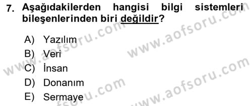Bürolarda Temel Kavramlar Dersi 2018 - 2019 Yılı (Final) Dönem Sonu Sınav Soruları 7. Soru