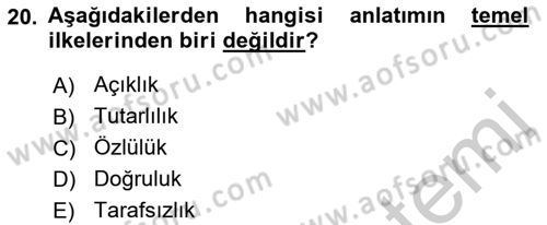 Bürolarda Temel Kavramlar Dersi 2018 - 2019 Yılı Yaz Okulu Sınav Soruları 20. Soru