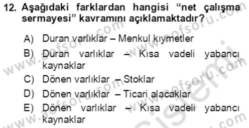 Bürolarda Temel Kavramlar Dersi 2019 - 2020 Yılı (Vize) Ara Sınav Soruları 12. Soru