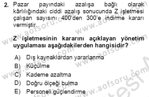Bürolarda Temel Kavramlar Dersi Ara Sınavı Deneme Sınav Soruları 2. Soru