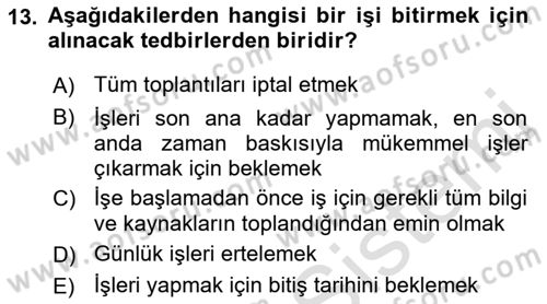 Bürolarda Temel Kavramlar Dersi 2019 - 2020 Yılı (Final) Dönem Sonu Sınav Soruları 13. Soru
