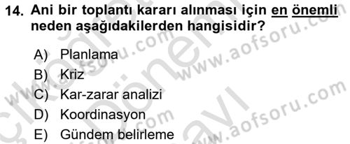 Bürolarda Temel Kavramlar Dersi 2019 - 2020 Yılı (Final) Dönem Sonu Sınav Soruları 14. Soru