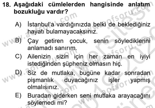 Bürolarda Temel Kavramlar Dersi 2019 - 2020 Yılı (Final) Dönem Sonu Sınav Soruları 18. Soru