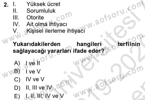 Bürolarda Temel Kavramlar Dersi 2019 - 2020 Yılı (Final) Dönem Sonu Sınav Soruları 2. Soru