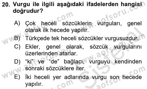 Bürolarda Temel Kavramlar Dersi 2019 - 2020 Yılı (Final) Dönem Sonu Sınav Soruları 20. Soru