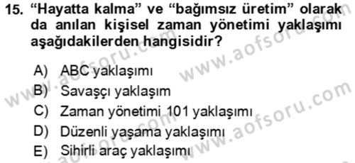 Bürolarda Temel Kavramlar Dersi 2020 - 2021 Yılı Yaz Okulu Sınav Soruları 15. Soru