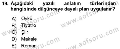 Bürolarda Temel Kavramlar Dersi 2020 - 2021 Yılı Yaz Okulu Sınav Soruları 19. Soru