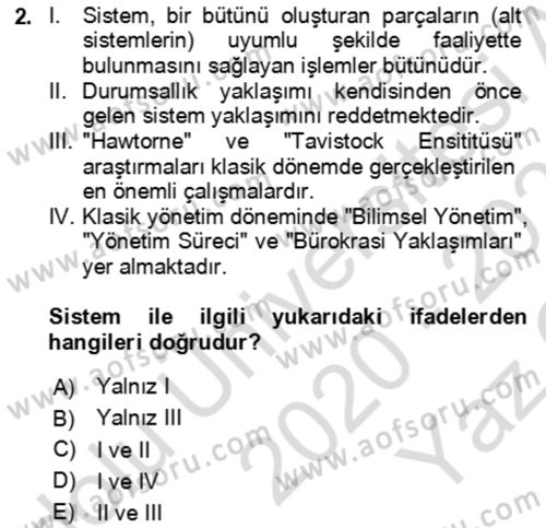 Bürolarda Temel Kavramlar Dersi 2020 - 2021 Yılı Yaz Okulu Sınav Soruları 2. Soru