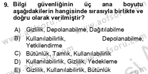 Bürolarda Temel Kavramlar Dersi 2020 - 2021 Yılı Yaz Okulu Sınav Soruları 9. Soru